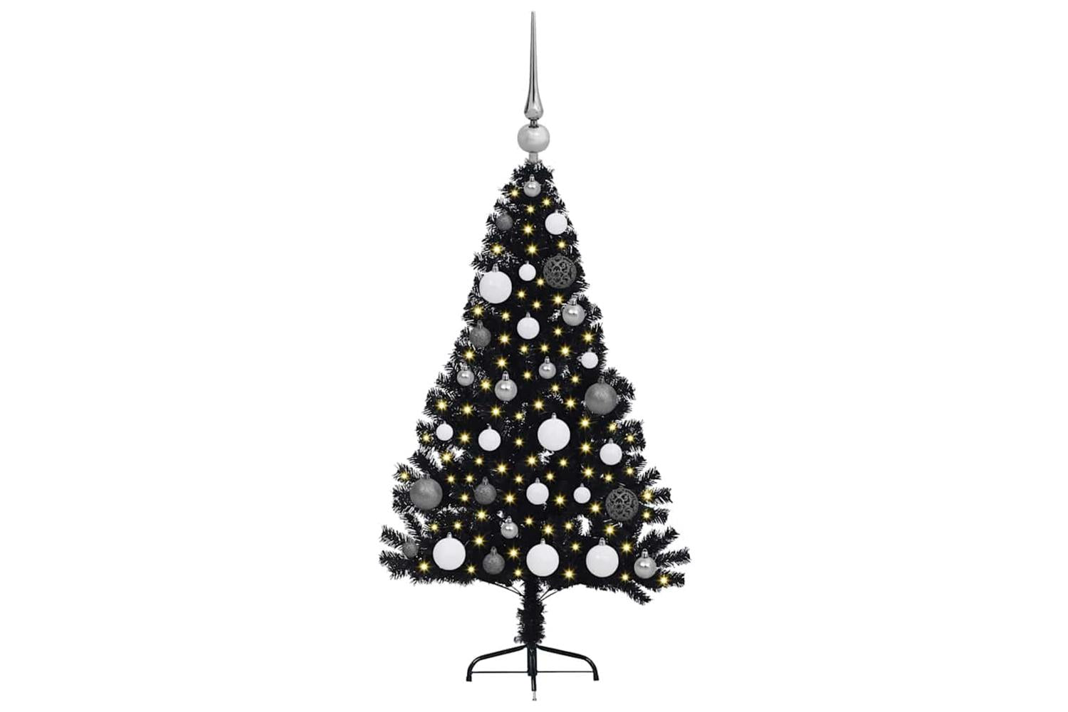 Vidaxl Artificial Pre-lit Christmas Tree Black 120 Cm Pvc-3