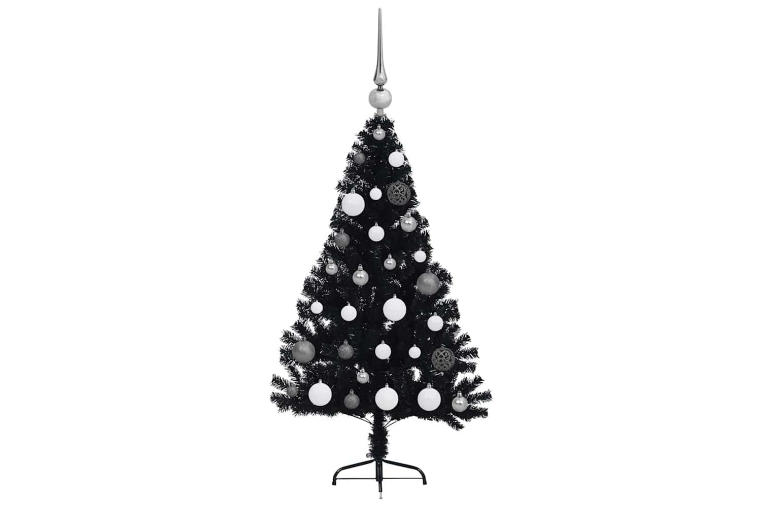 Vidaxl Artificial Pre-lit Christmas Tree Black 120 Cm Pvc-5