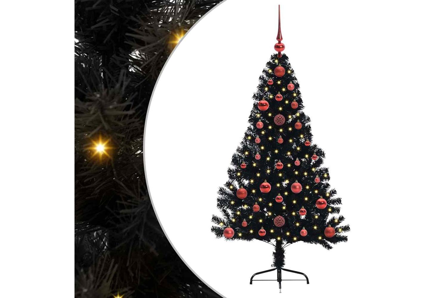 Vidaxl Artificial Pre-lit Christmas Tree Black 120 Cm Pvc-2