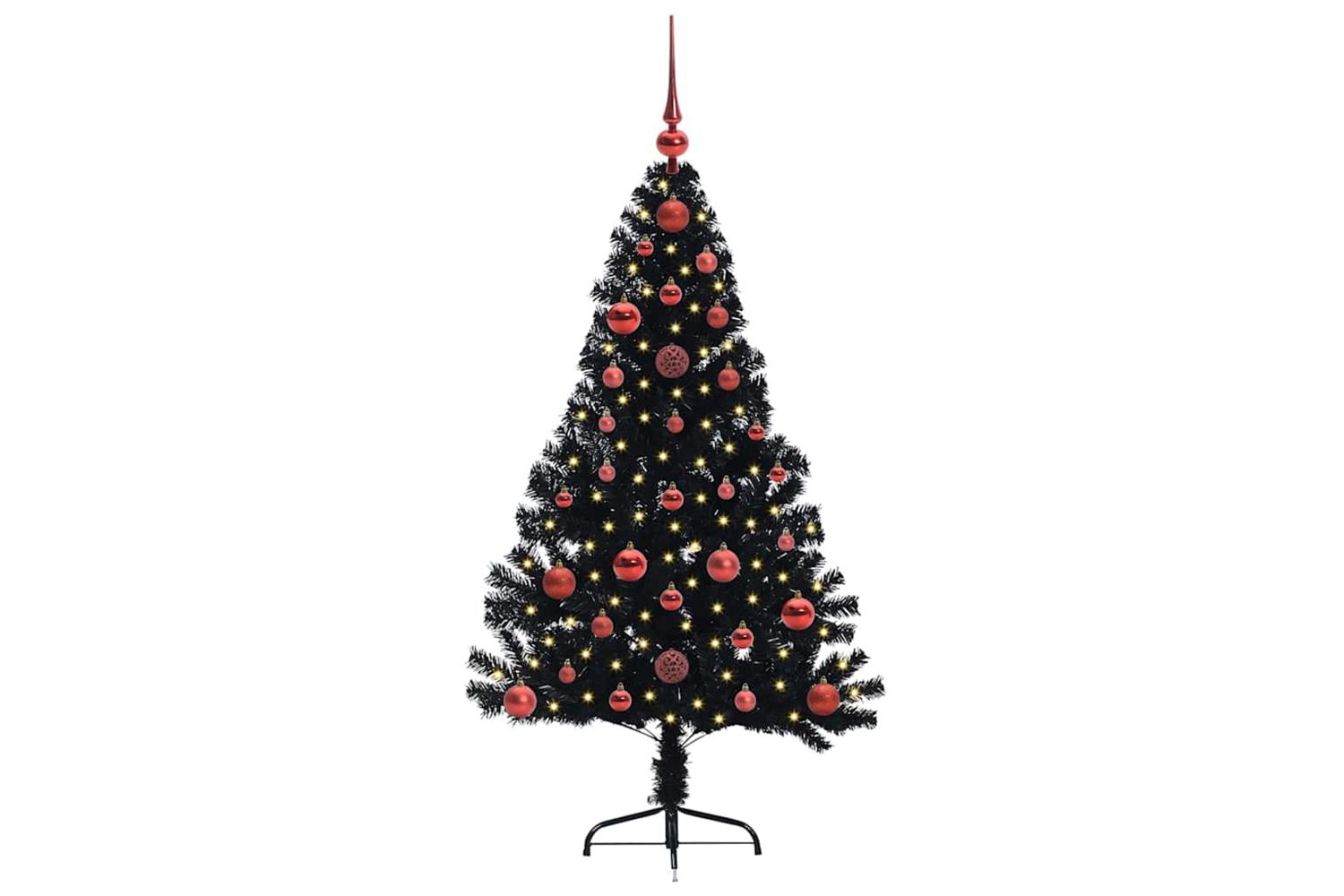 Vidaxl Artificial Pre-lit Christmas Tree Black 120 Cm Pvc-3