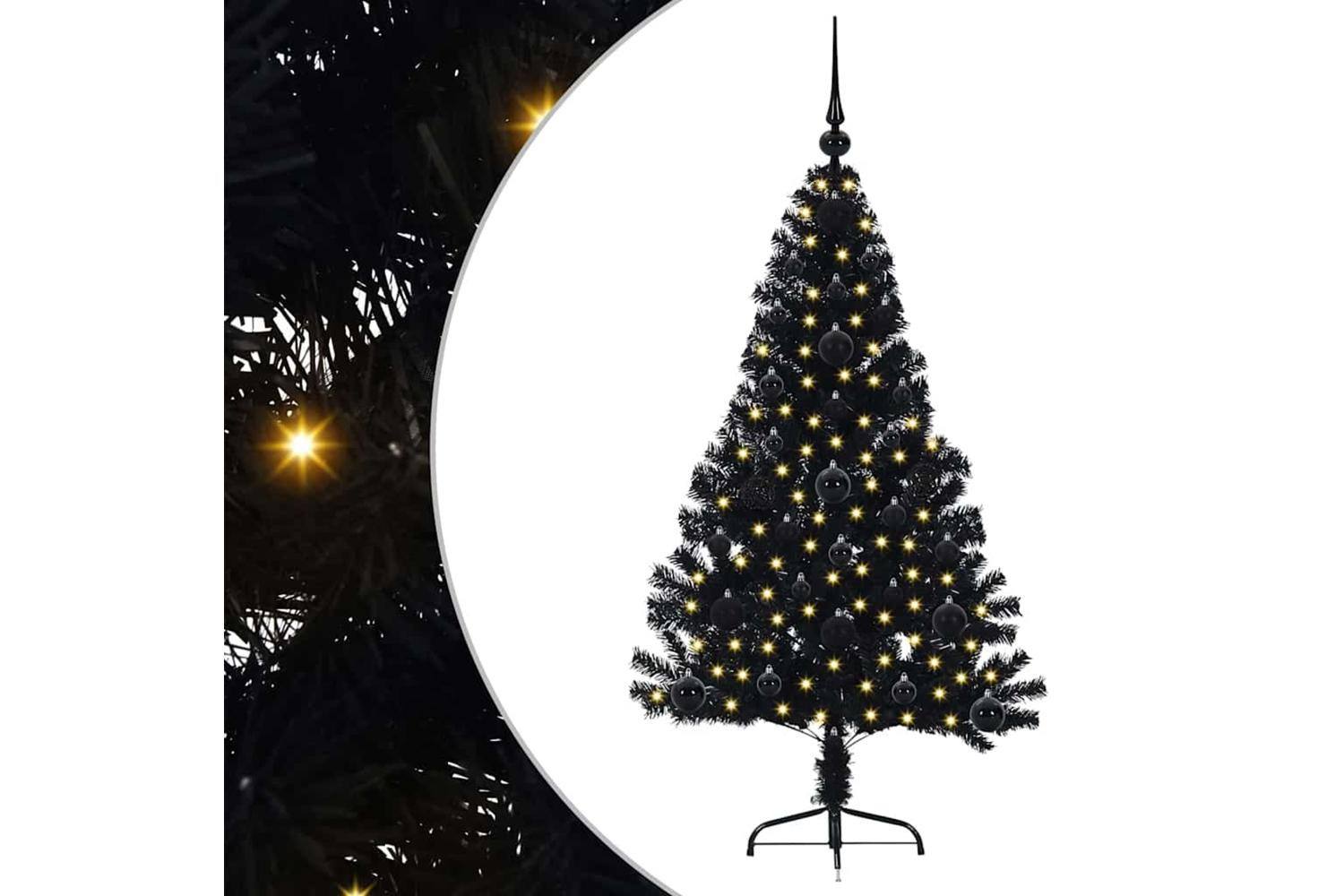 Vidaxl Artificial Pre-lit Christmas Tree Black 120 Cm Pvc-2