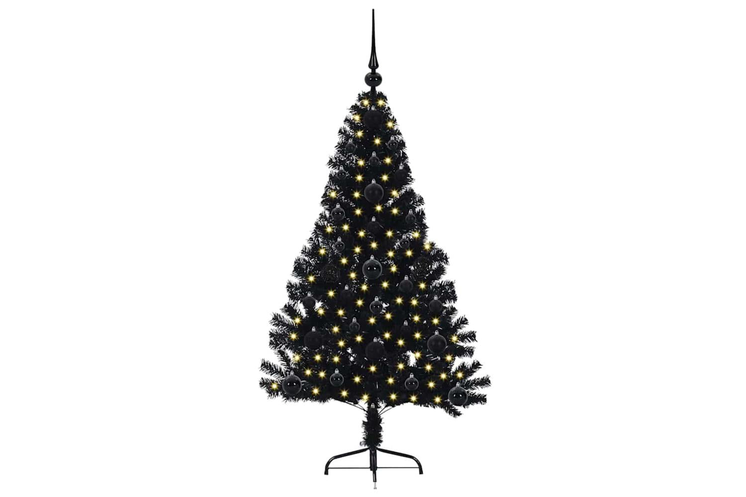 Vidaxl Artificial Pre-lit Christmas Tree Black 120 Cm Pvc-3