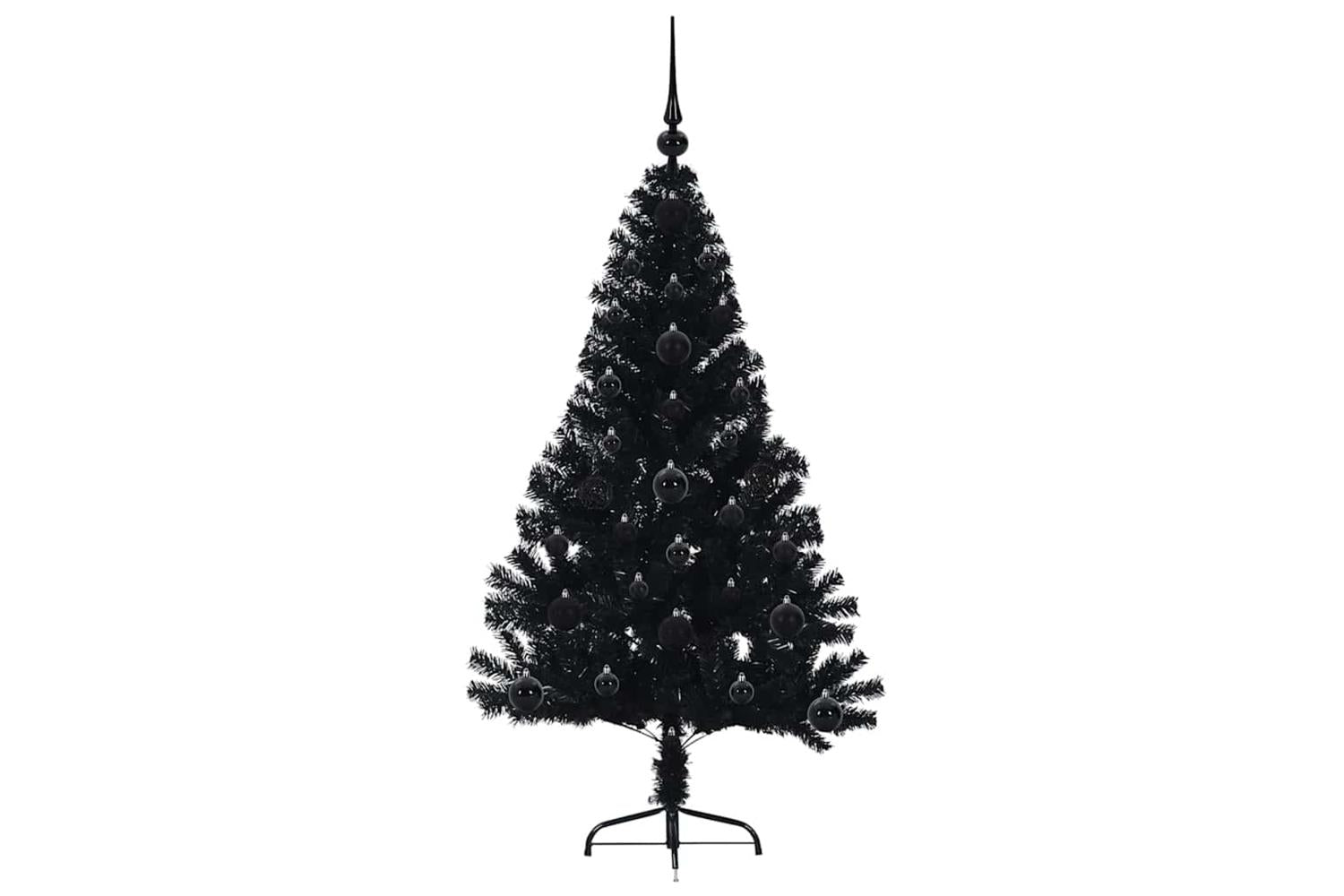 Vidaxl Artificial Pre-lit Christmas Tree Black 120 Cm Pvc-4