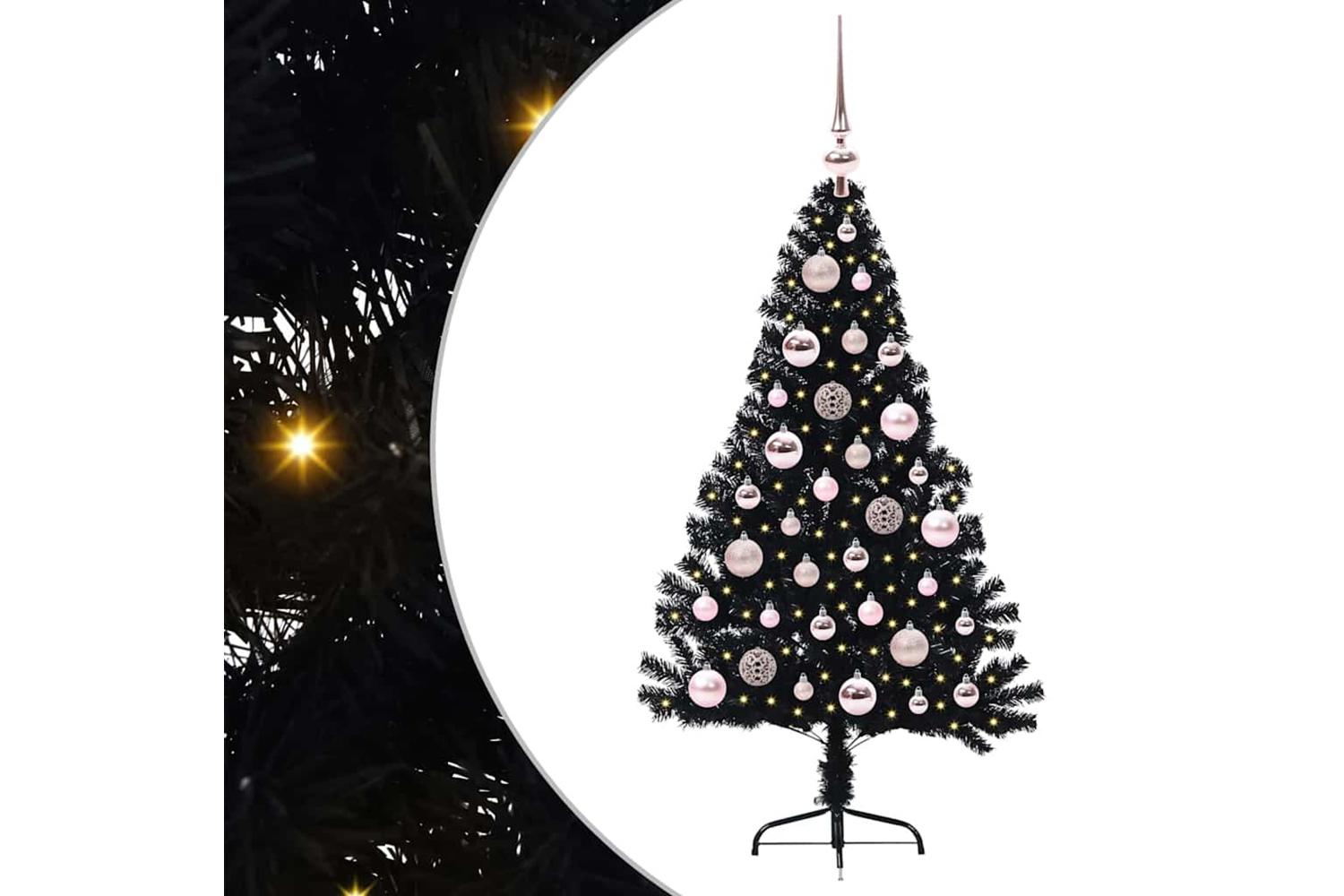 Vidaxl Artificial Pre-lit Christmas Tree Black 120 Cm Pvc