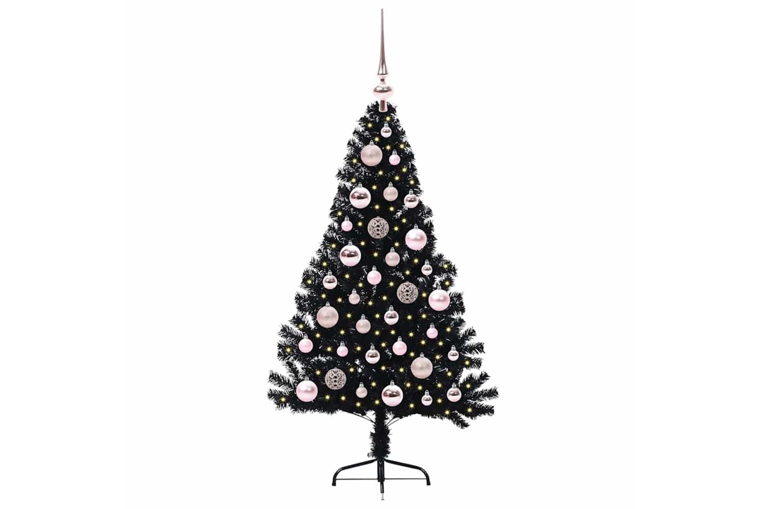 Vidaxl Artificial Pre-lit Christmas Tree Black 120 Cm Pvc-3
