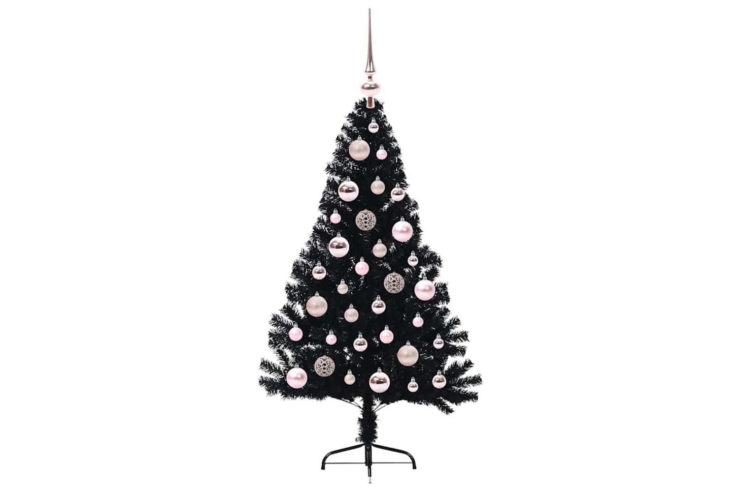 Vidaxl Artificial Pre-lit Christmas Tree Black 120 Cm Pvc-4