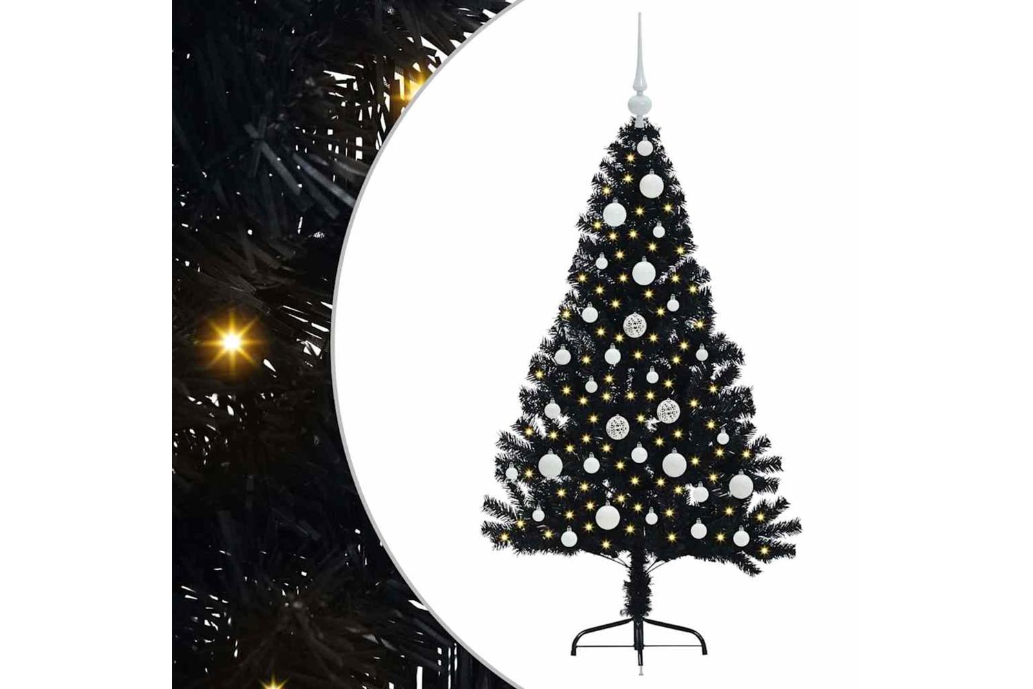 Vidaxl Artificial Pre-lit Christmas Tree Black 120 Cm Pvc-2
