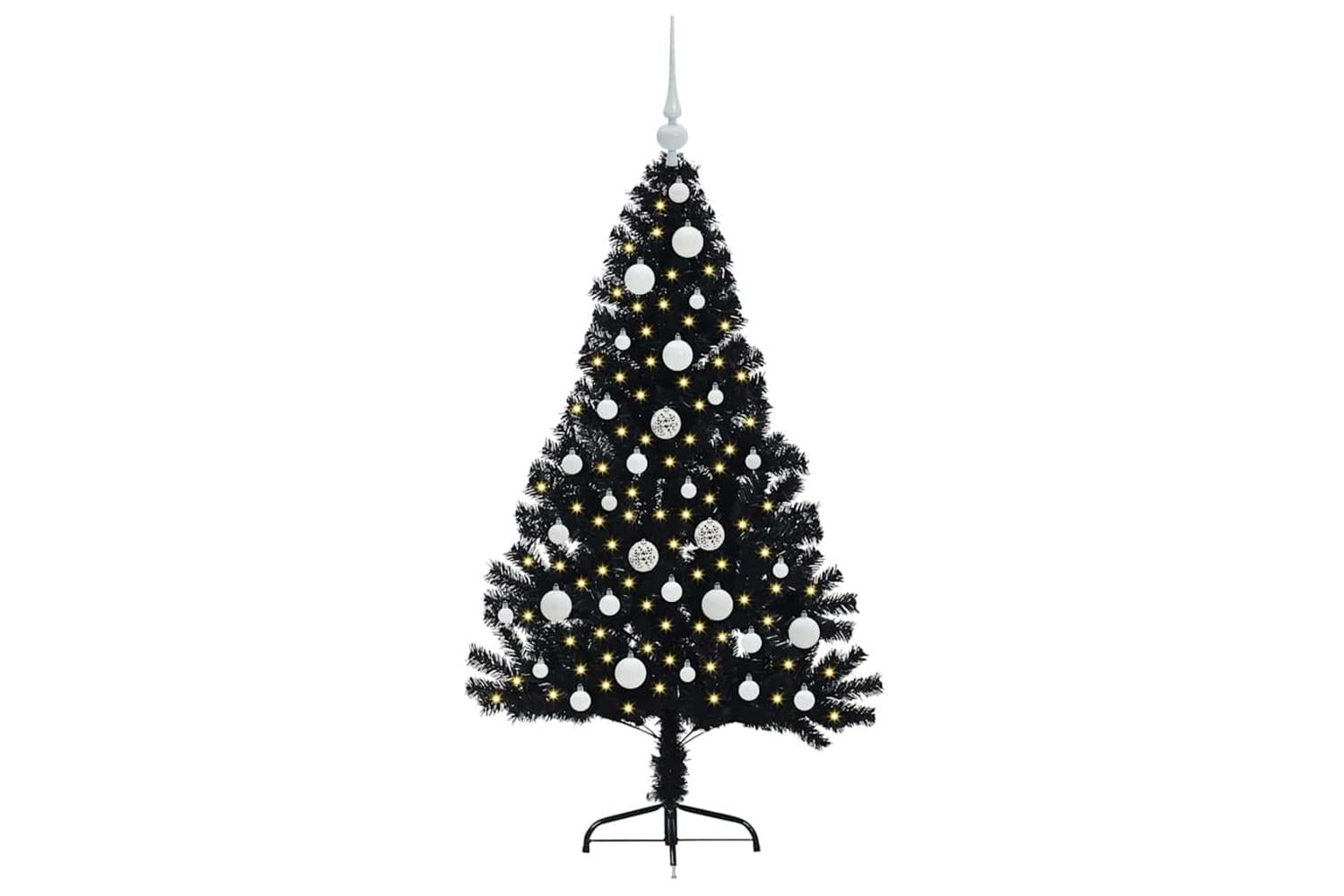 Vidaxl Artificial Pre-lit Christmas Tree Black 120 Cm Pvc-3