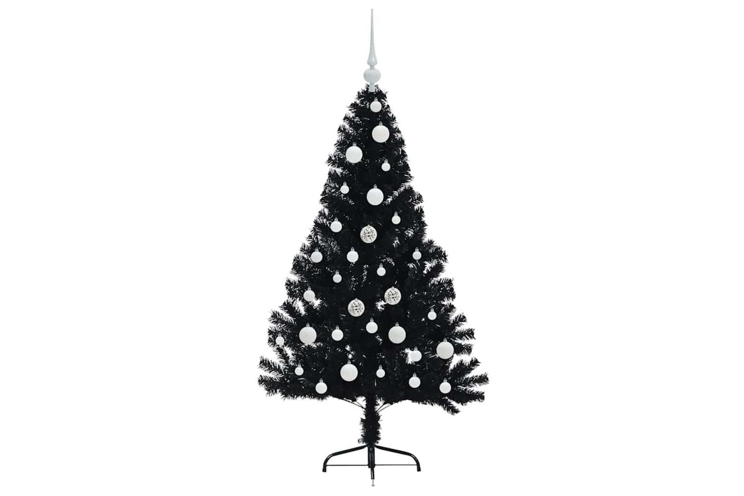 Vidaxl Artificial Pre-lit Christmas Tree Black 120 Cm Pvc-4