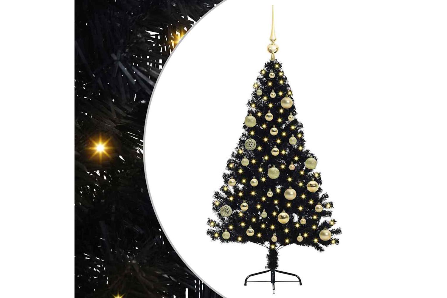Vidaxl Artificial Pre-lit Christmas Tree Black 120 Cm Pvc-2