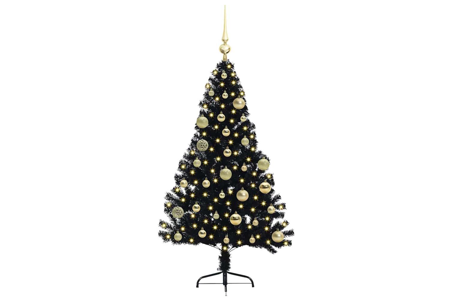 Vidaxl Artificial Pre-lit Christmas Tree Black 120 Cm Pvc-3