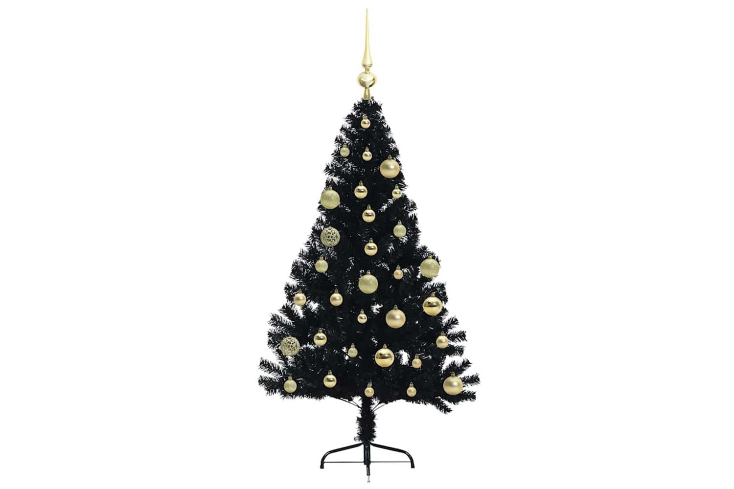 Vidaxl Artificial Pre-lit Christmas Tree Black 120 Cm Pvc-4