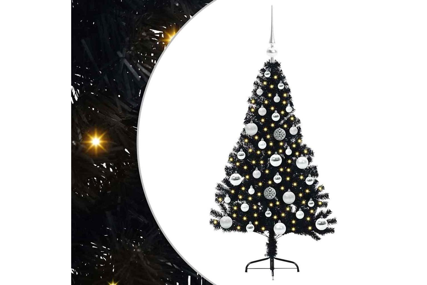 Vidaxl Artificial Pre-lit Christmas Tree Black 120 Cm Pvc-2
