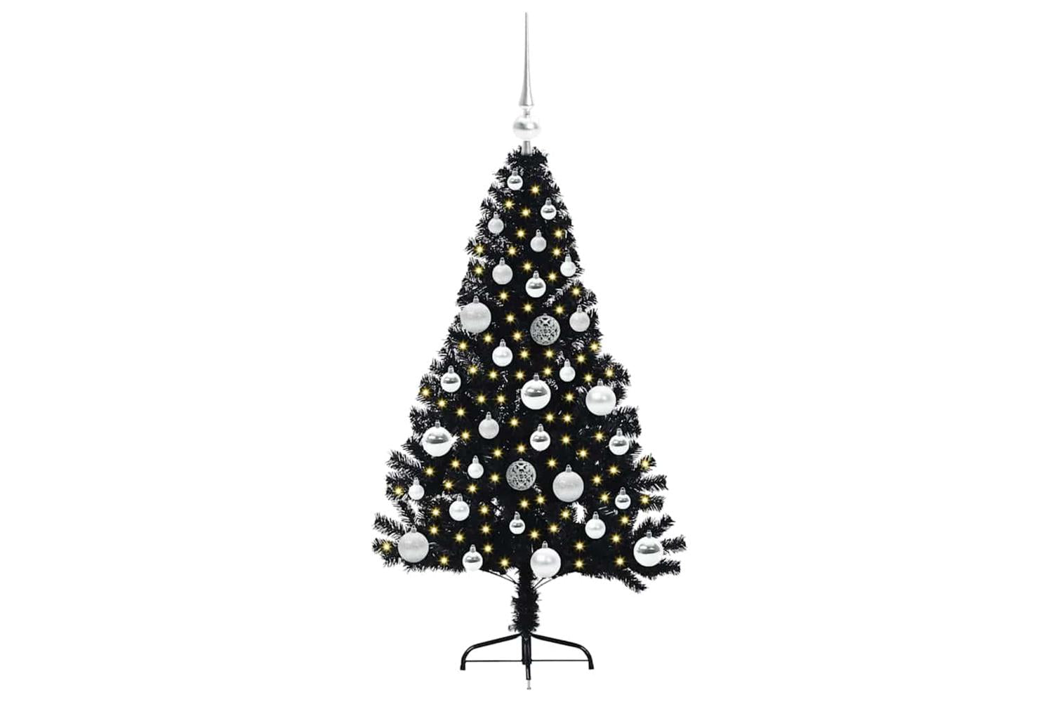 Vidaxl Artificial Pre-lit Christmas Tree Black 120 Cm Pvc-3