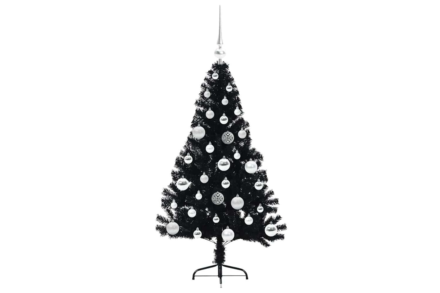 Vidaxl Artificial Pre-lit Christmas Tree Black 120 Cm Pvc-4