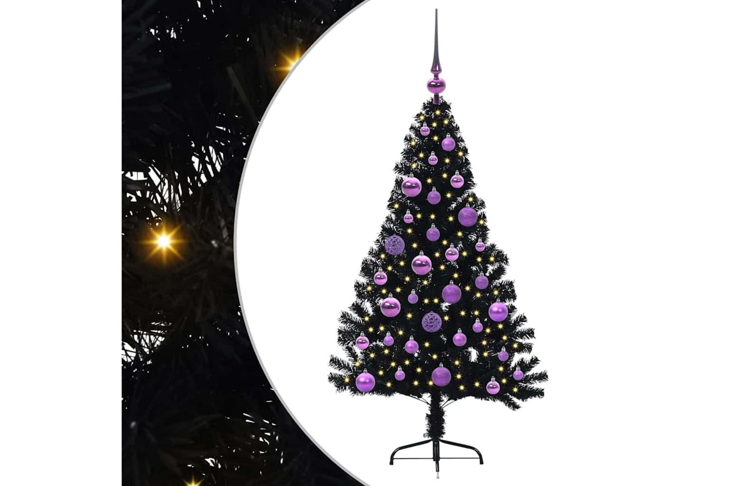 Vidaxl Artificial Pre-lit Christmas Tree Black 120 Cm Pvc-2