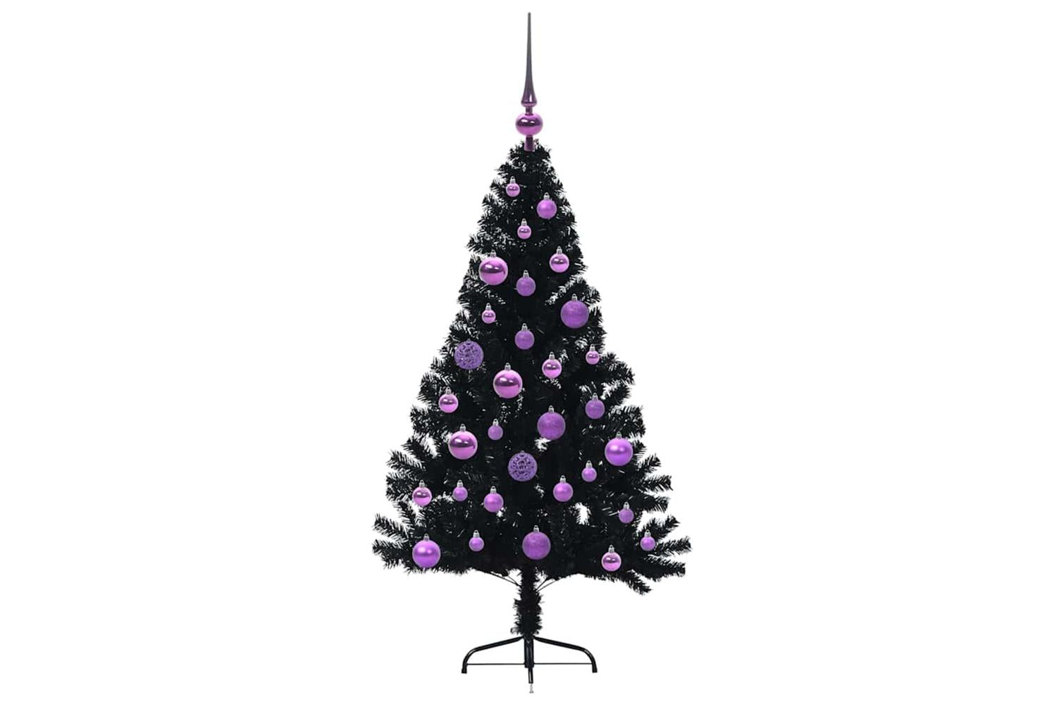 Vidaxl Artificial Pre-lit Christmas Tree Black 120 Cm Pvc-4