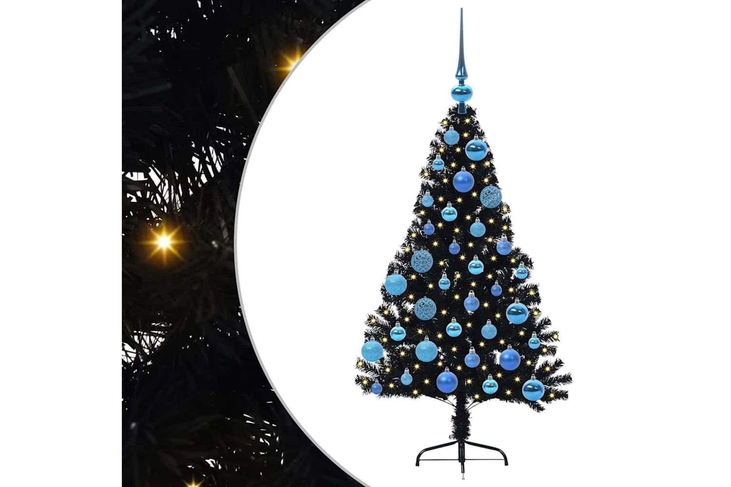 Vidaxl Artificial Pre-lit Christmas Tree Black 120 Cm Pvc-2