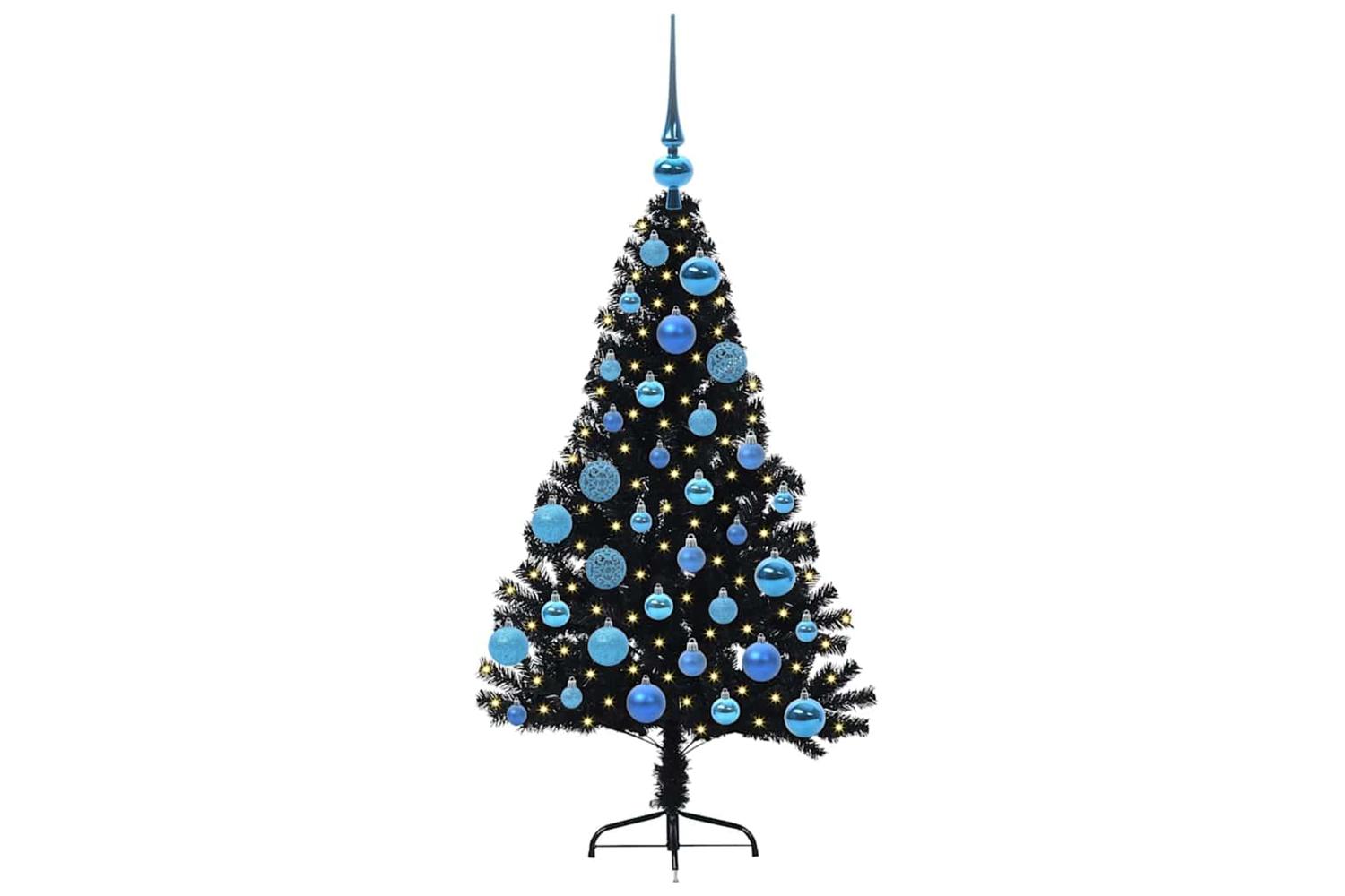 Vidaxl Artificial Pre-lit Christmas Tree Black 120 Cm Pvc-3