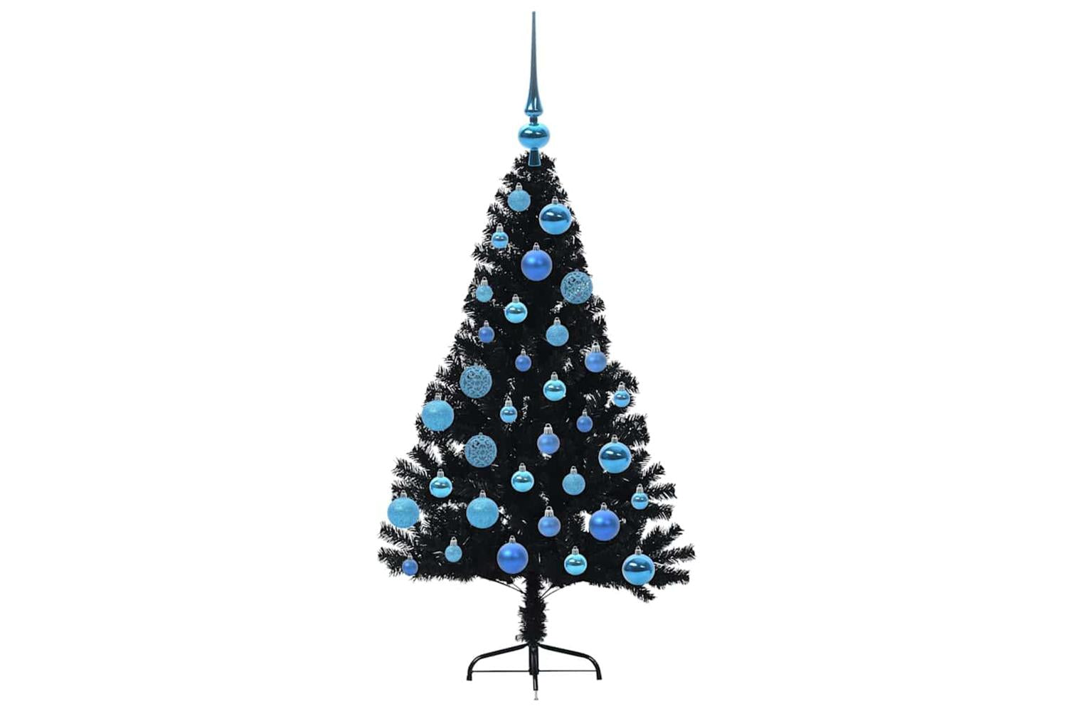 Vidaxl Artificial Pre-lit Christmas Tree Black 120 Cm Pvc-4