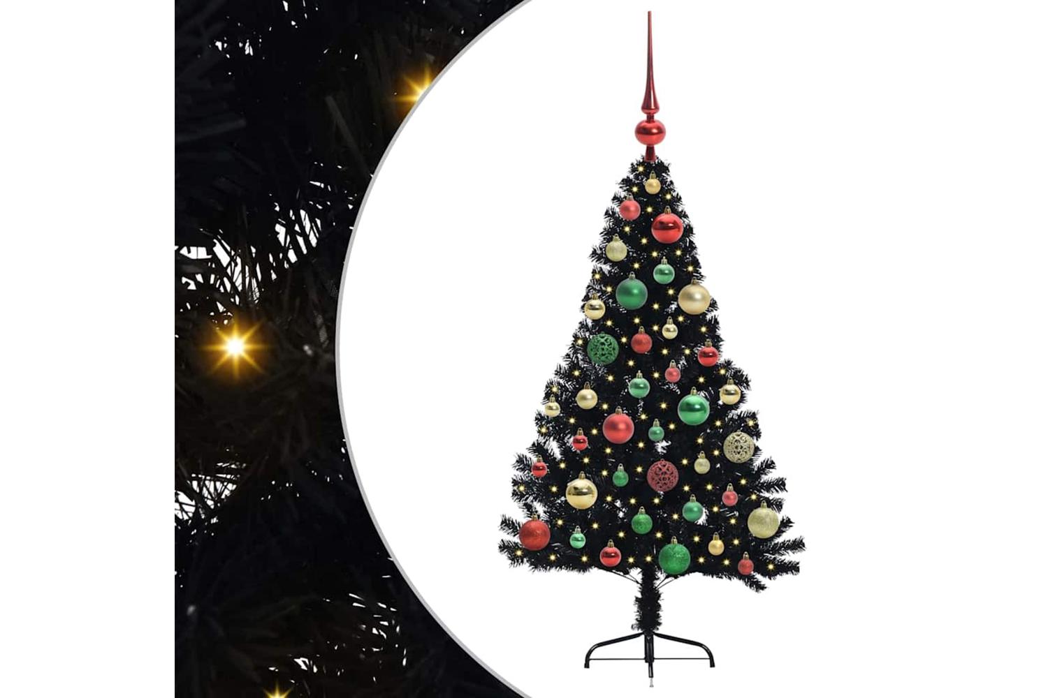 Vidaxl Artificial Pre-lit Christmas Tree Black 120 Cm Pvc-2