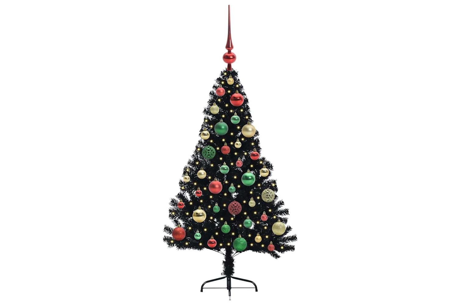 Vidaxl Artificial Pre-lit Christmas Tree Black 120 Cm Pvc-3