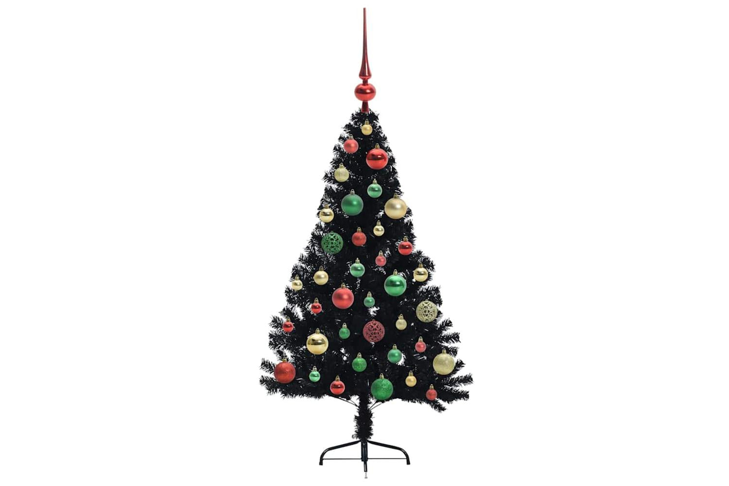 Vidaxl Artificial Pre-lit Christmas Tree Black 120 Cm Pvc-6