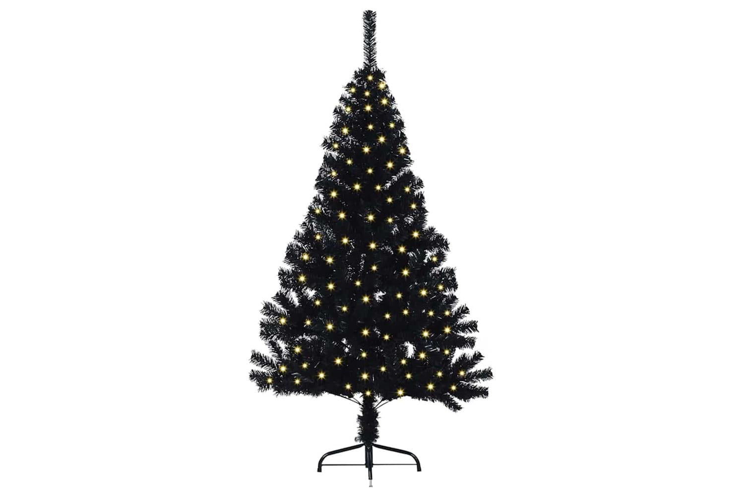 Vidaxl Artificial Pre-lit Christmas Tree Black 150 Cm Pvc-3