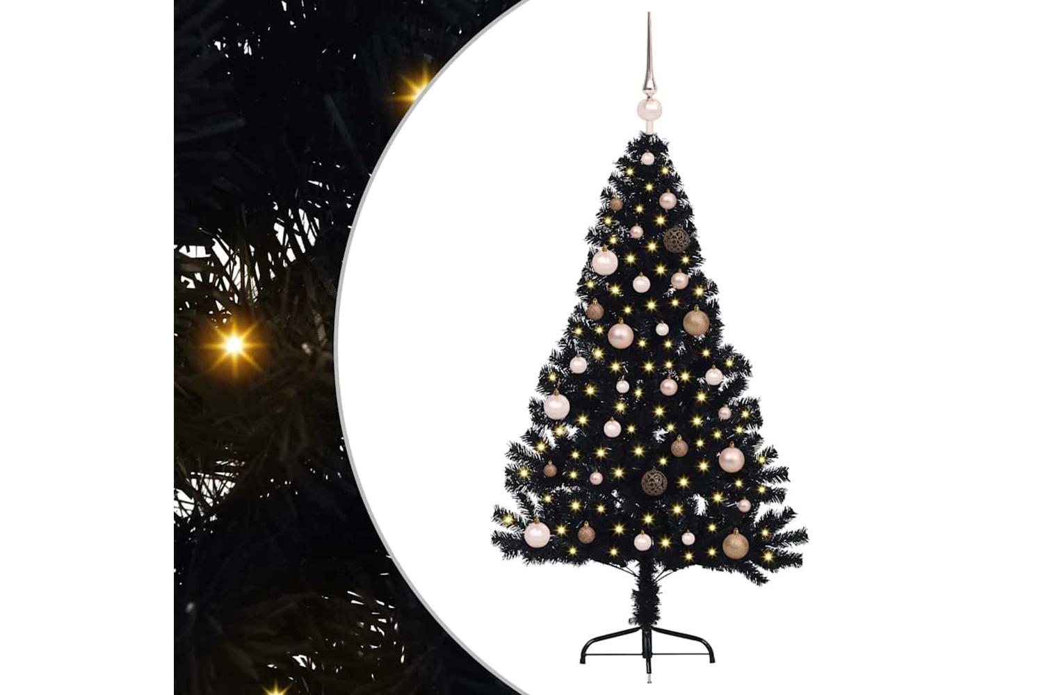 Vidaxl Artificial Pre-lit Christmas Tree Black 150 Cm Pvc-2