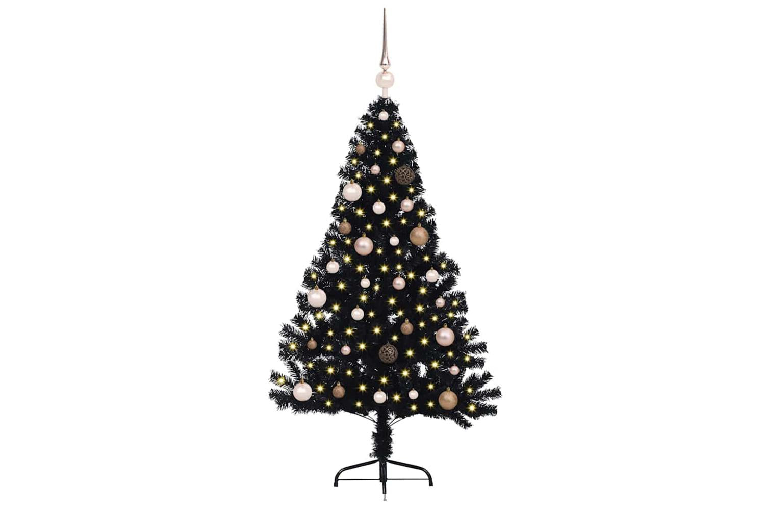 Vidaxl Artificial Pre-lit Christmas Tree Black 150 Cm Pvc-3