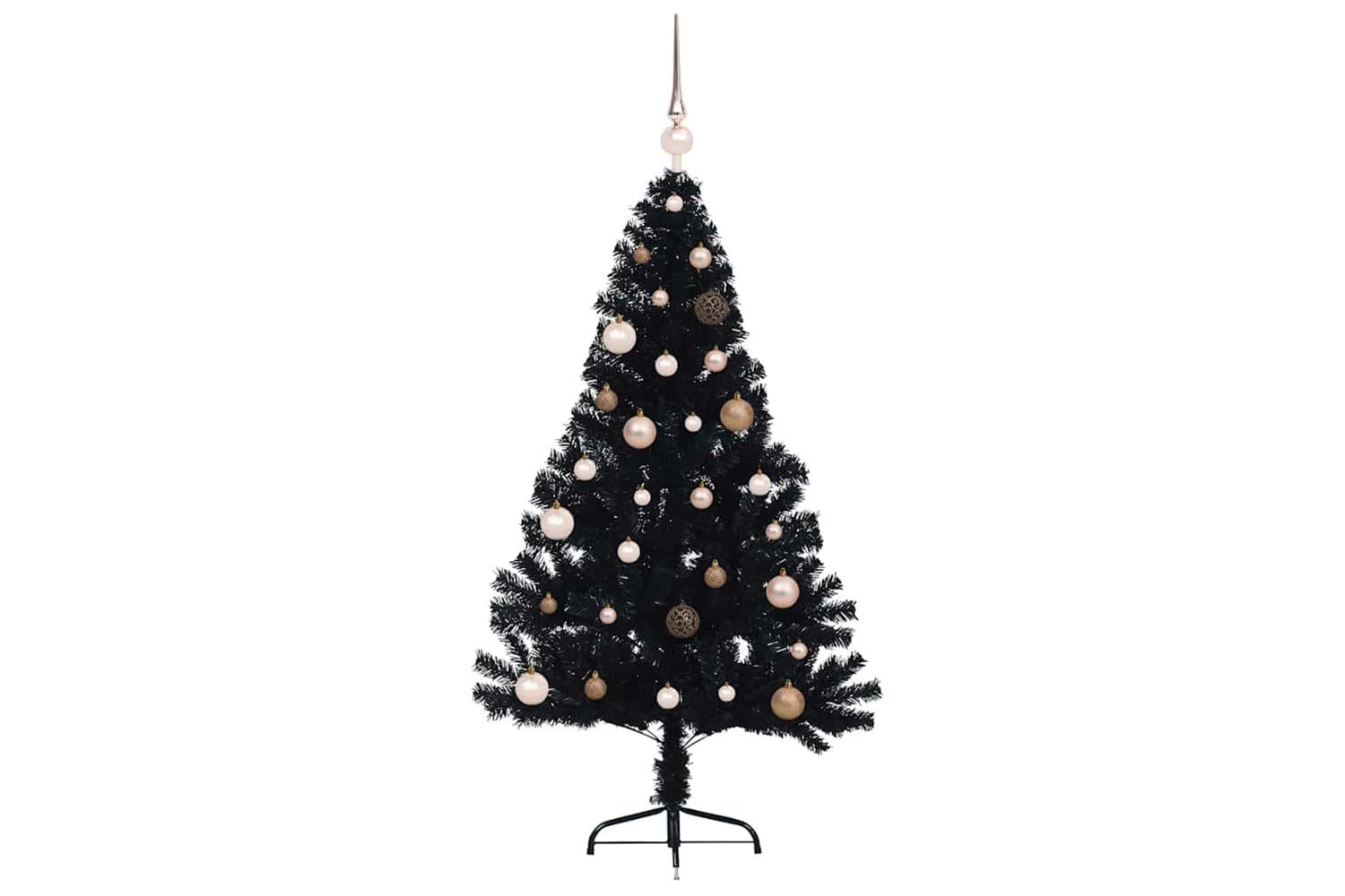 Vidaxl Artificial Pre-lit Christmas Tree Black 150 Cm Pvc-4