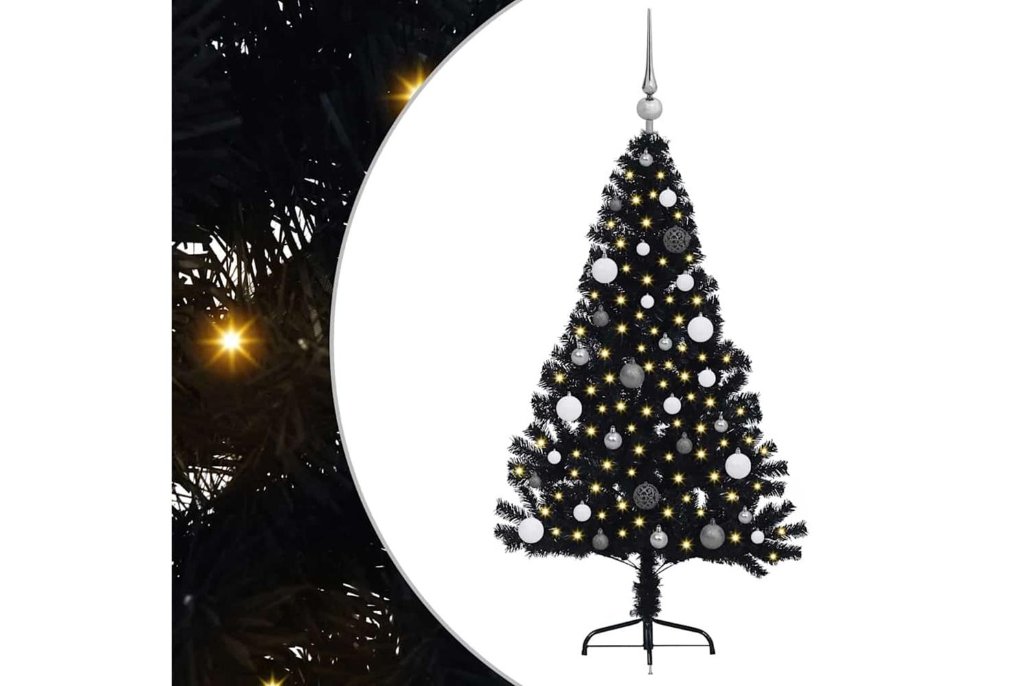 Vidaxl Artificial Pre-lit Christmas Tree Black 150 Cm Pvc-2