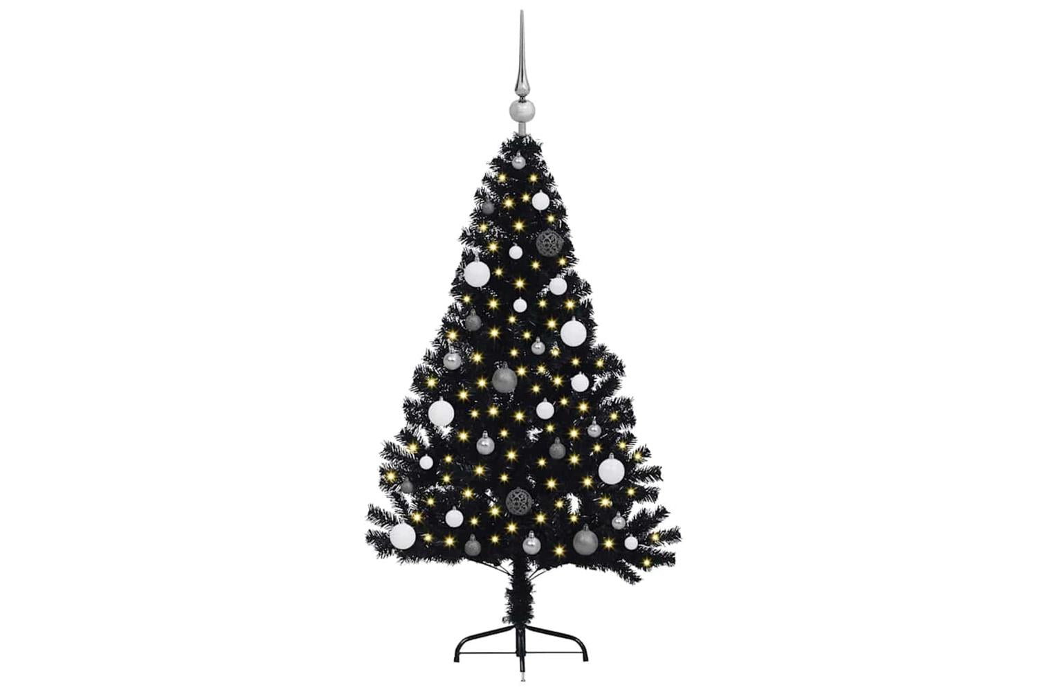 Vidaxl Artificial Pre-lit Christmas Tree Black 150 Cm Pvc-3