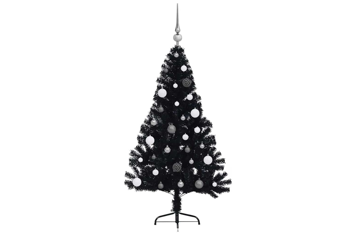Vidaxl Artificial Pre-lit Christmas Tree Black 150 Cm Pvc-5