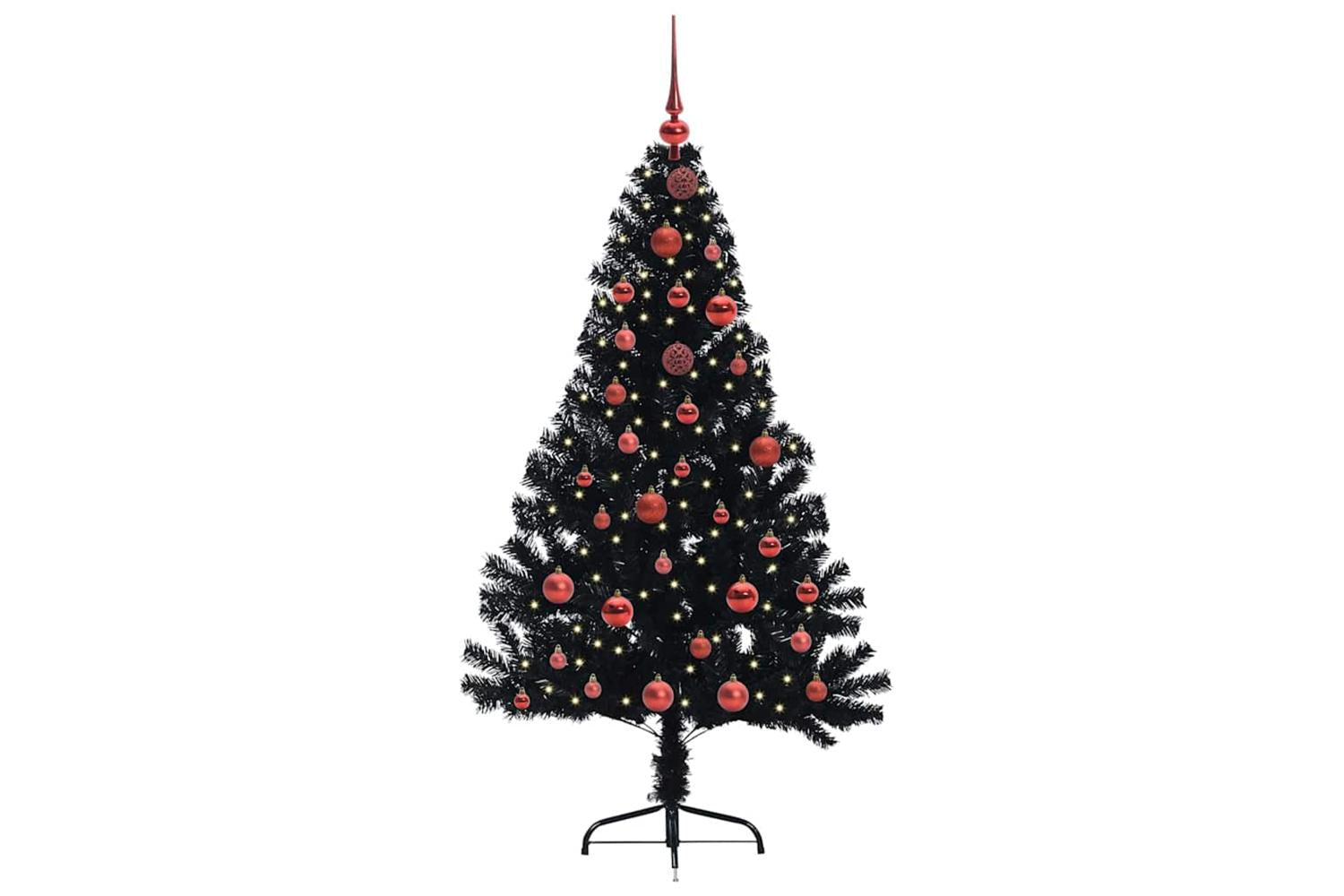 Vidaxl Artificial Pre-lit Christmas Tree Black 150 Cm Pvc-3
