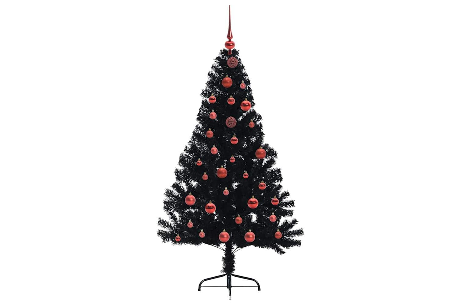 Vidaxl Artificial Pre-lit Christmas Tree Black 150 Cm Pvc-4