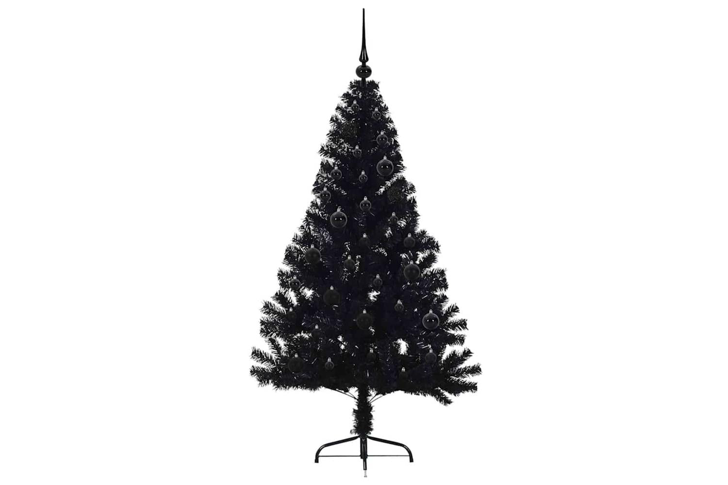 Vidaxl Artificial Pre-lit Christmas Tree Black 150 Cm Pvc-4