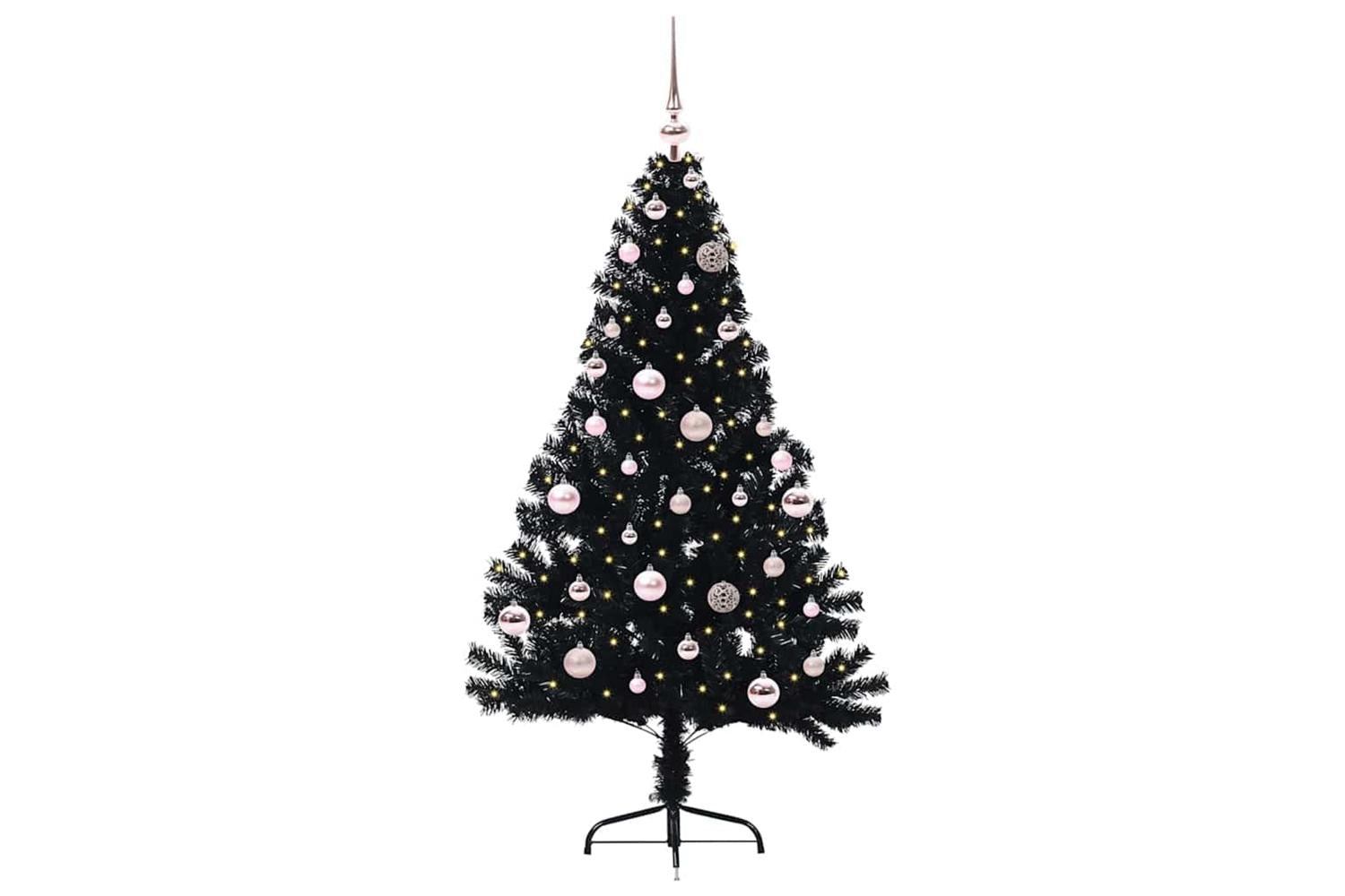 Vidaxl Artificial Pre-lit Christmas Tree Black 150 Cm Pvc-2