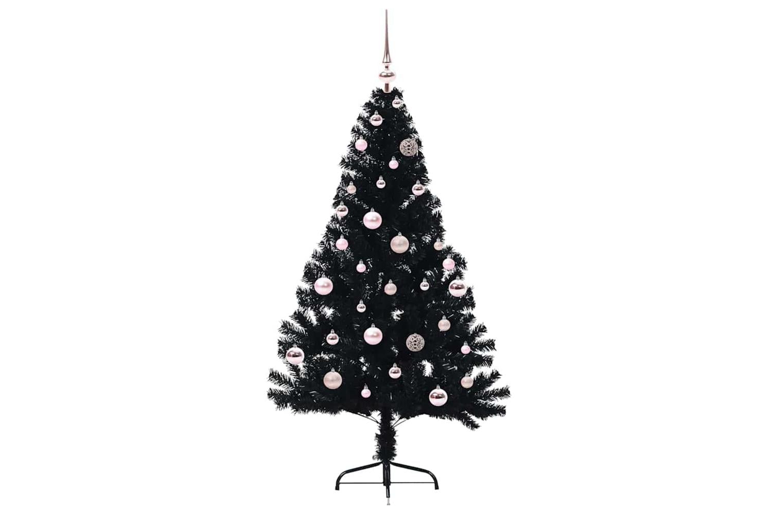 Vidaxl Artificial Pre-lit Christmas Tree Black 150 Cm Pvc-3