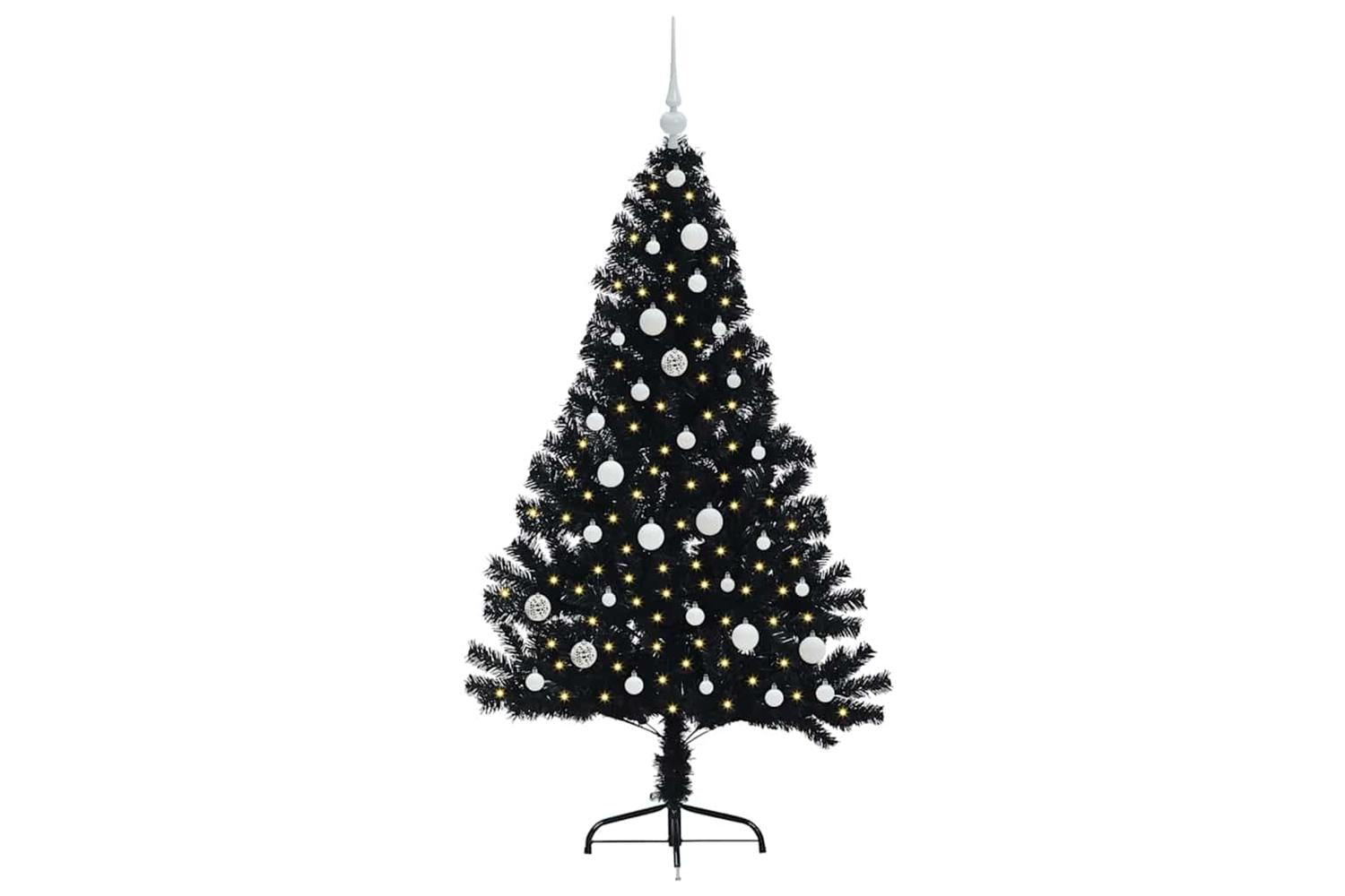 Vidaxl Artificial Pre-lit Christmas Tree Black 150 Cm Pvc-3