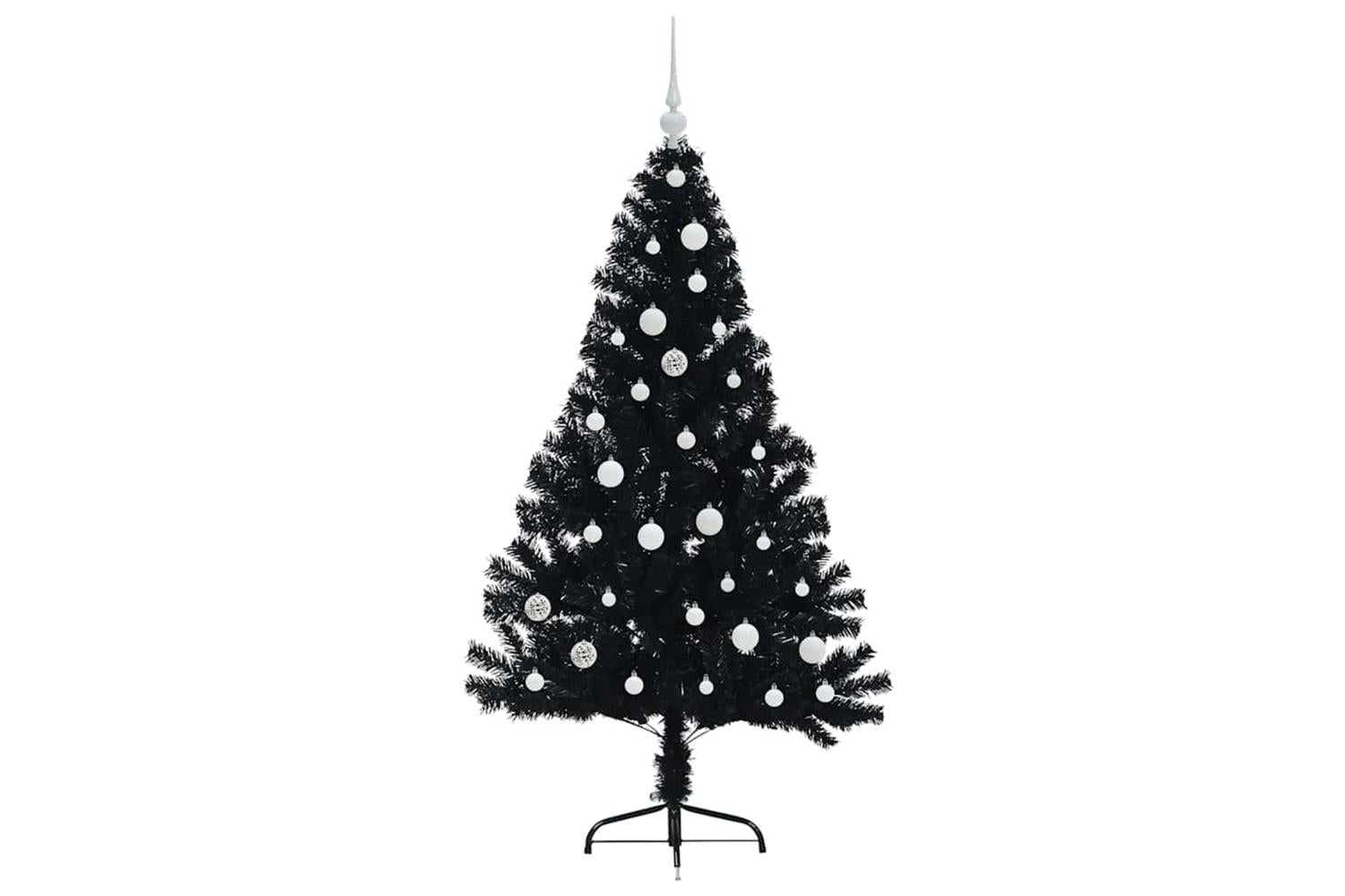 Vidaxl Artificial Pre-lit Christmas Tree Black 150 Cm Pvc-4