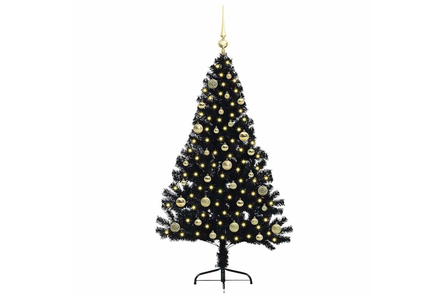 Vidaxl Artificial Pre-lit Christmas Tree Black 150 Cm Pvc-3