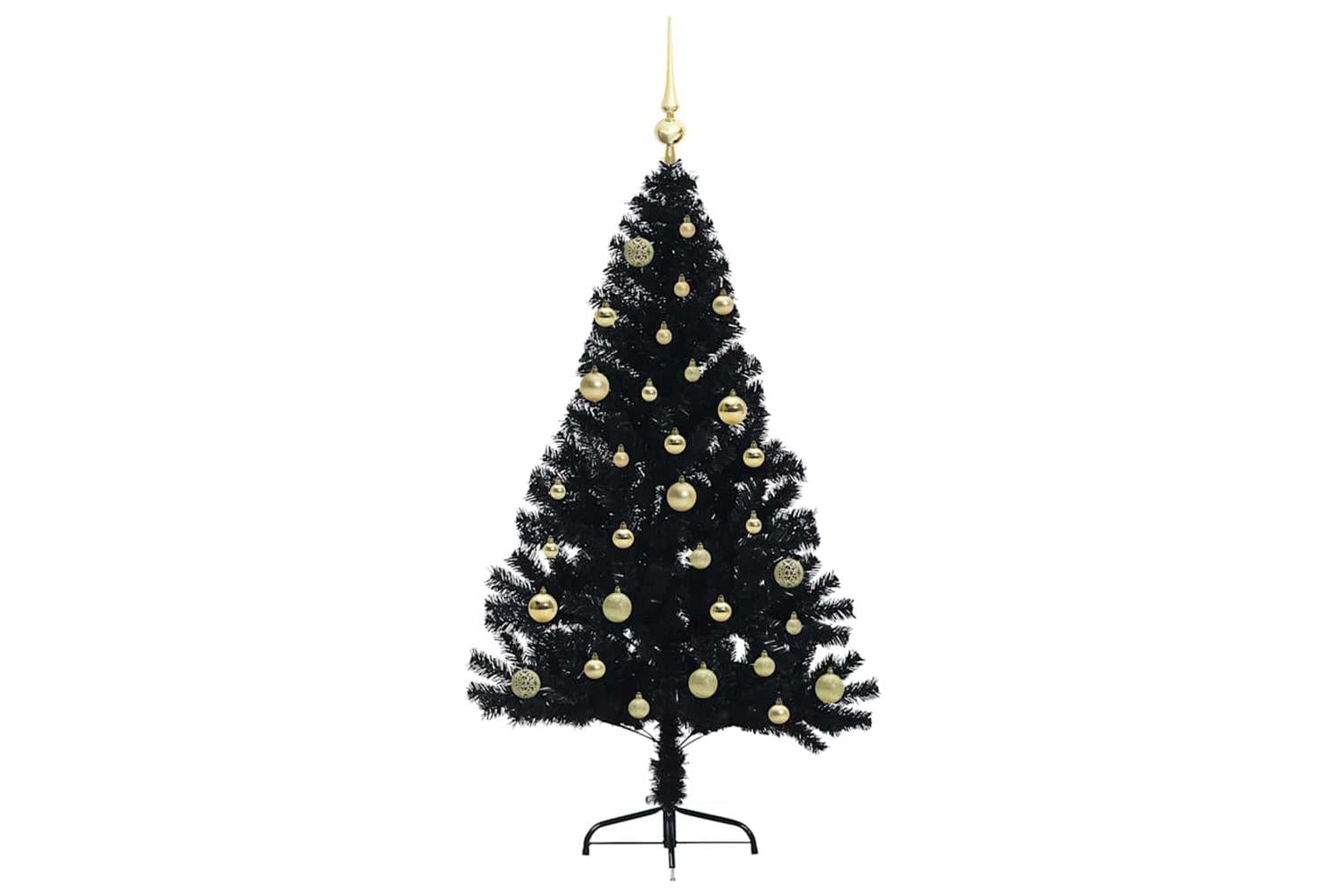 Vidaxl Artificial Pre-lit Christmas Tree Black 150 Cm Pvc-4