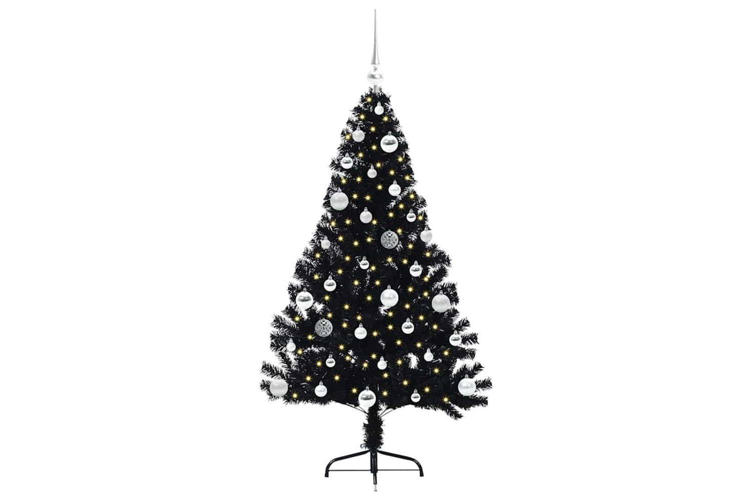 Vidaxl Artificial Pre-lit Christmas Tree Black 150 Cm Pvc-3