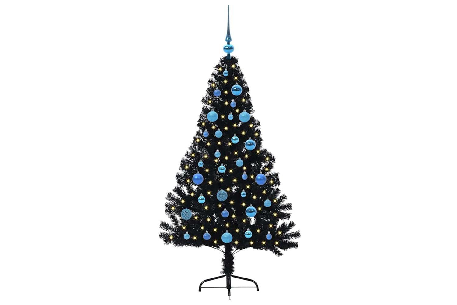 Vidaxl Artificial Pre-lit Christmas Tree Black 150 Cm Pvc-3