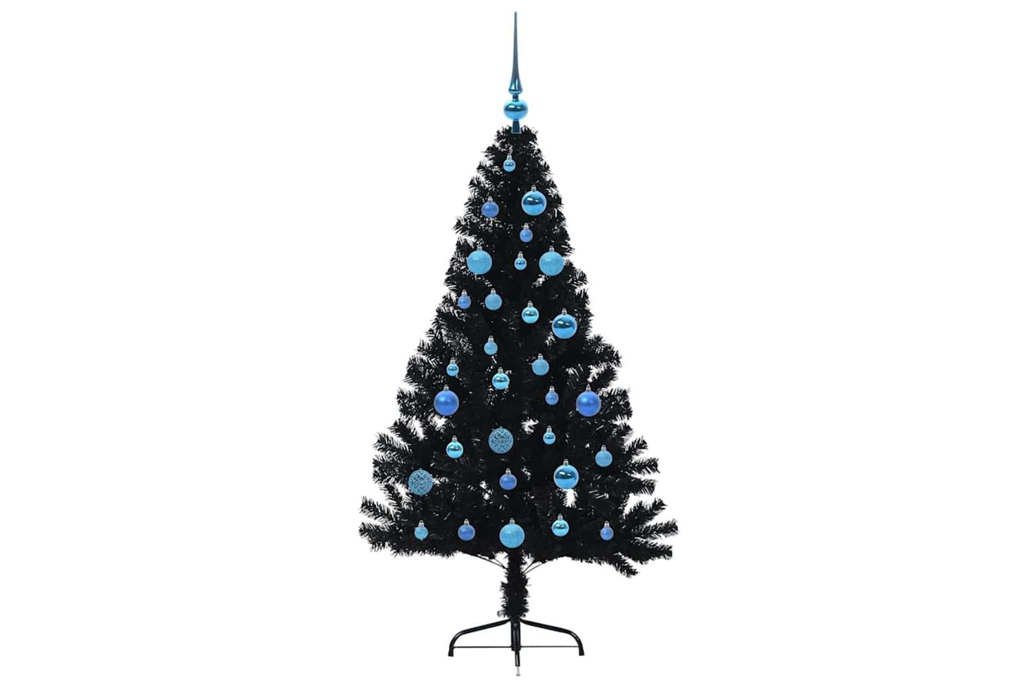 Vidaxl Artificial Pre-lit Christmas Tree Black 150 Cm Pvc-4