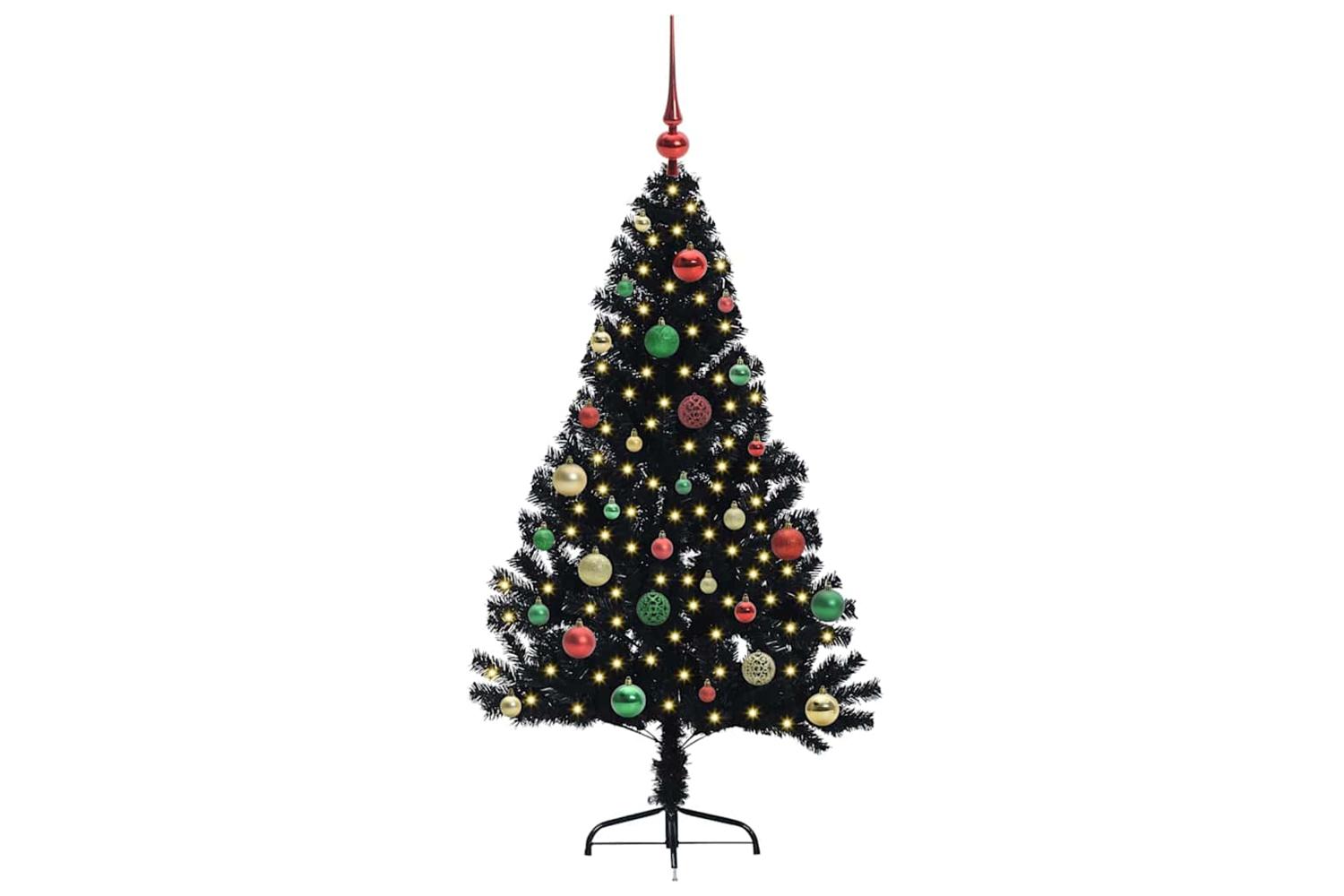 Vidaxl Artificial Pre-lit Christmas Tree Black 150 Cm Pvc-3