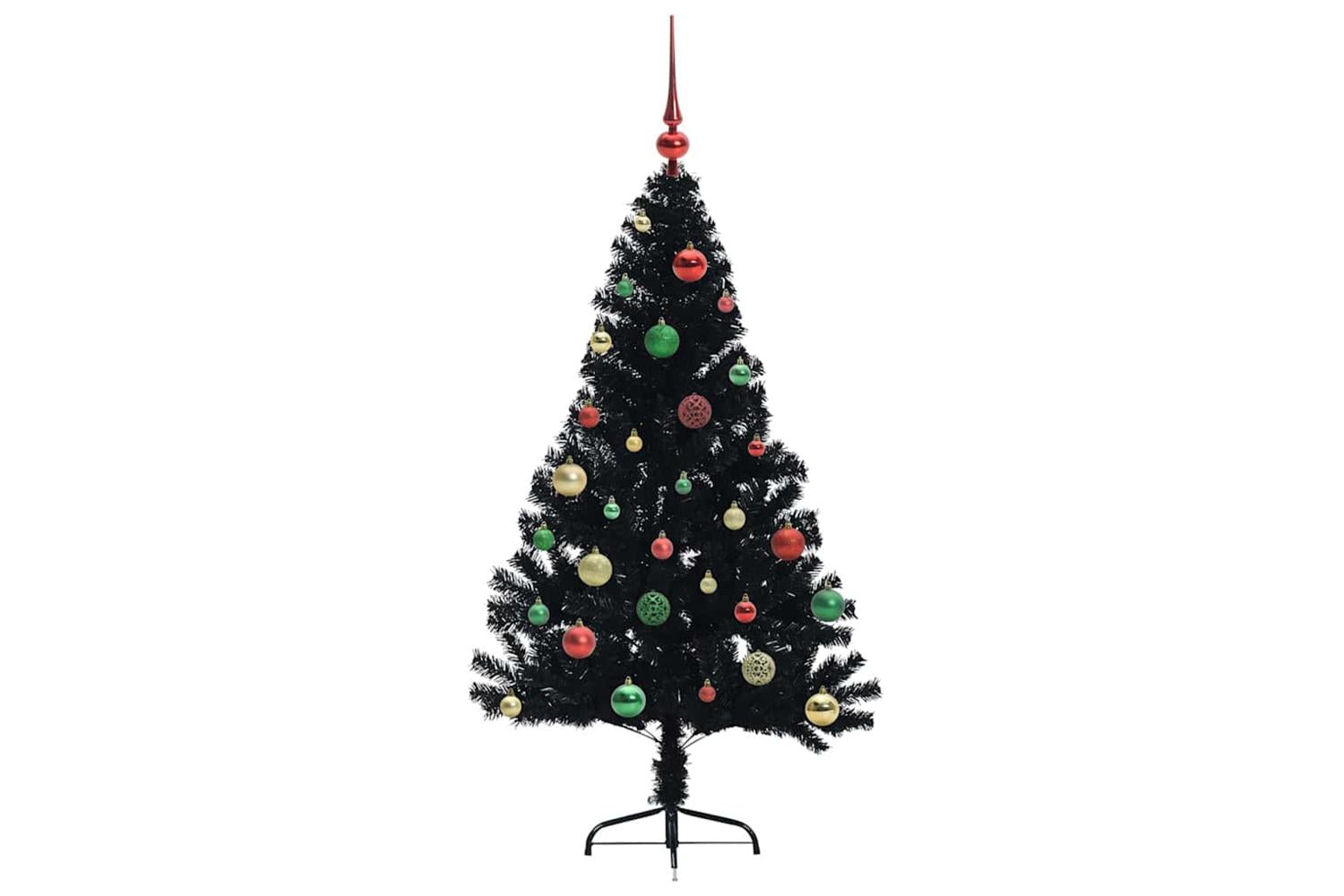 Vidaxl Artificial Pre-lit Christmas Tree Black 150 Cm Pvc-6