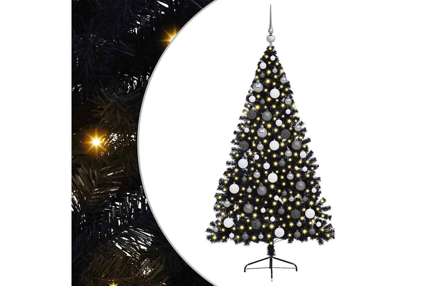 Vidaxl Artificial Pre-lit Christmas Tree Black 180 Cm Pvc-2