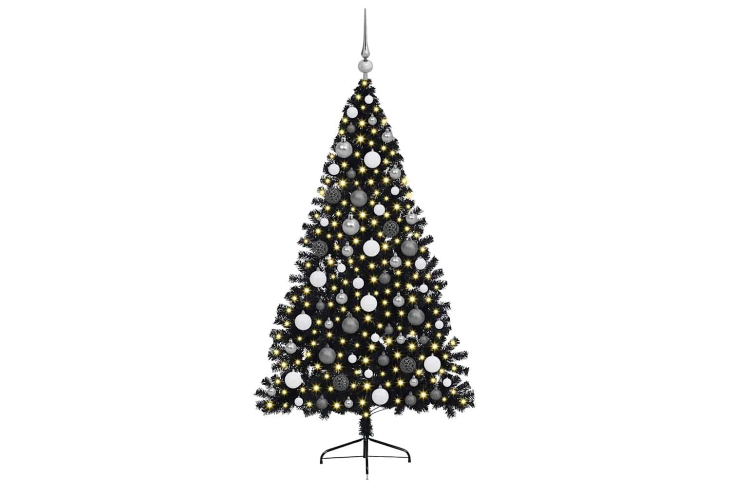 Vidaxl Artificial Pre-lit Christmas Tree Black 180 Cm Pvc-3